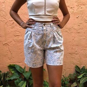 Vintage High Rise Blue Floral Jean Shorts